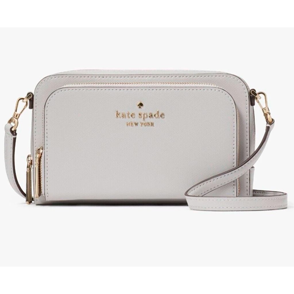 S Kate Spade Dual Zip Around Crossbody Platinum Grey Leather Wlr00410 Nwt $259